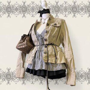 No Boundaries cream tan button up utility jacket